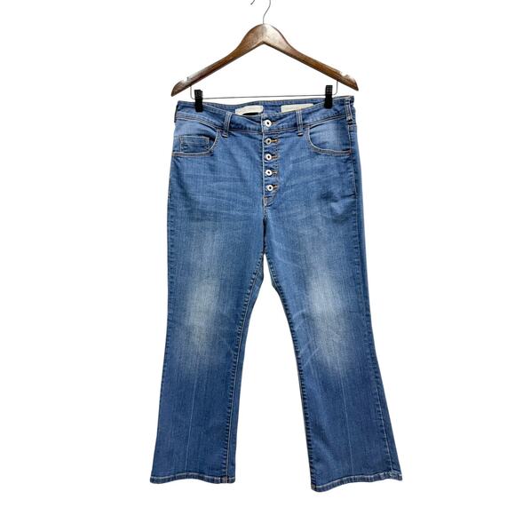 Pilcro and Letterpress High Rise Flare Cropped Jeans Button Fly size 32 - Picture 6 of 8